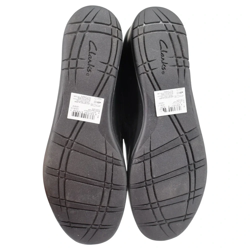 Clarks Collection‎ Suttyn Walk Black Leather Hidden Wedge Slip-On Womens Size 10